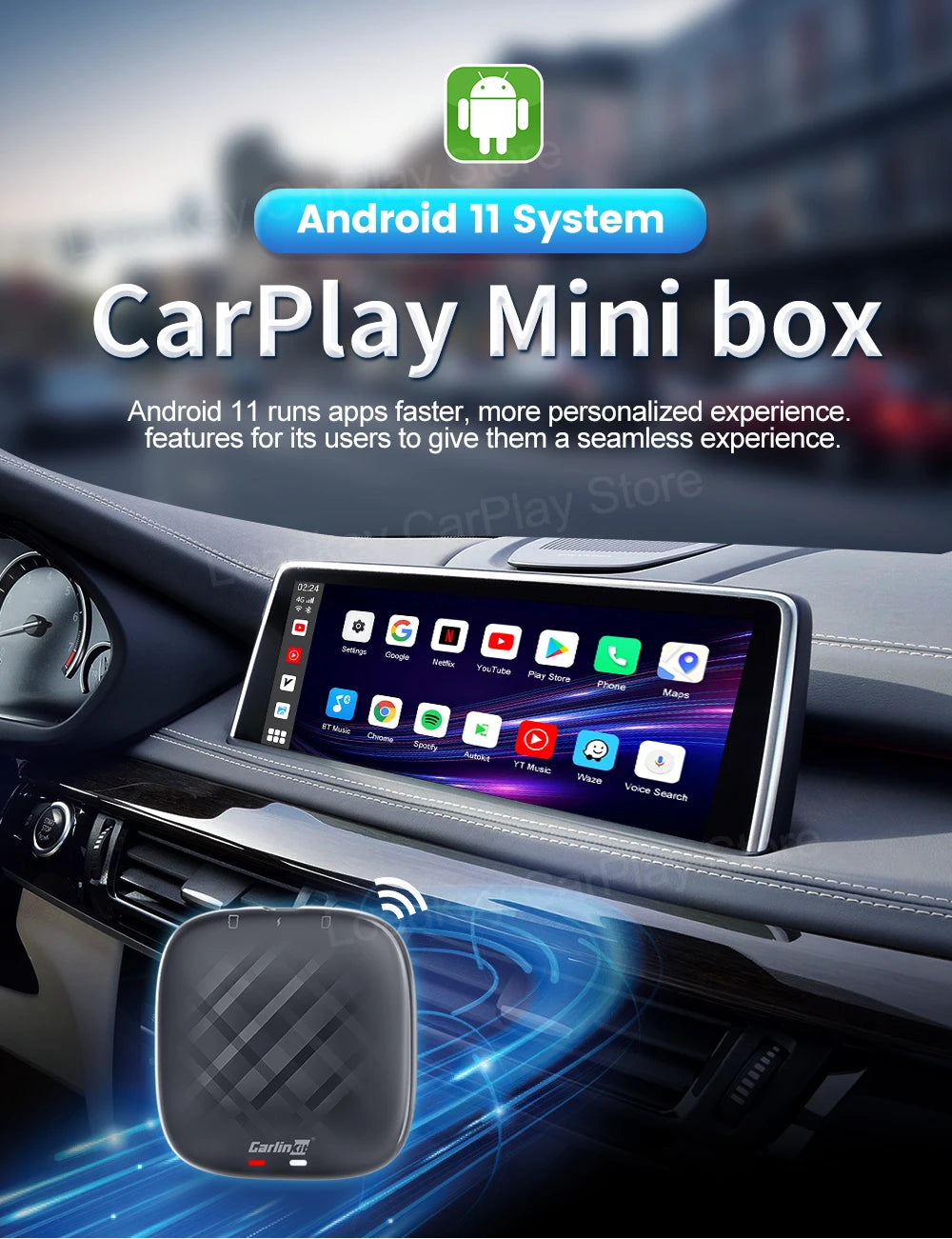 Carlinkit 5 CarPlay Mini Ai Box Wireless CarPlay Wireless Android Auto For Audi Benz Mazda Toyota and other cars For Netflix YouTube 4G LTE GPS